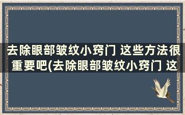 去除眼部皱纹小窍门 这些方法很重要吧(去除眼部皱纹小窍门 这些方法很重要嘛)